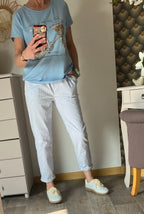 PANTALON RAYE BLEU CIEL  TU 38/44