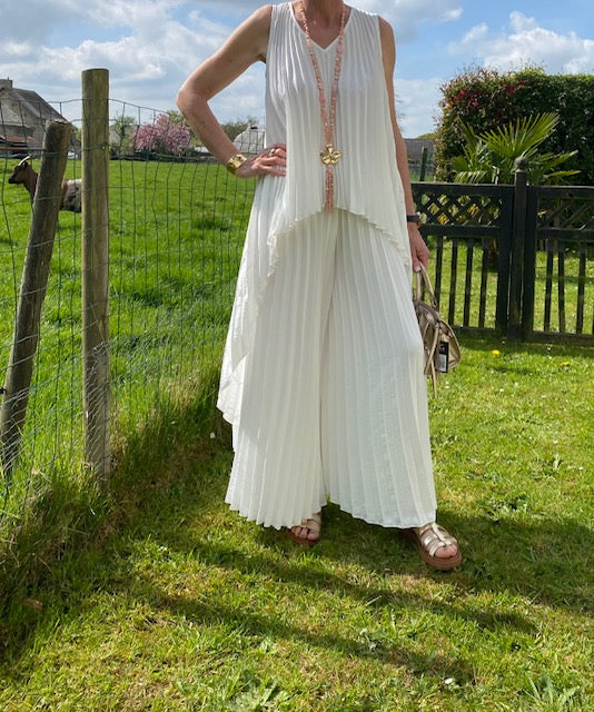 ENSEMBLE  PANTALON PALMA    BLANC    TAILLE UNIQUE 36/46