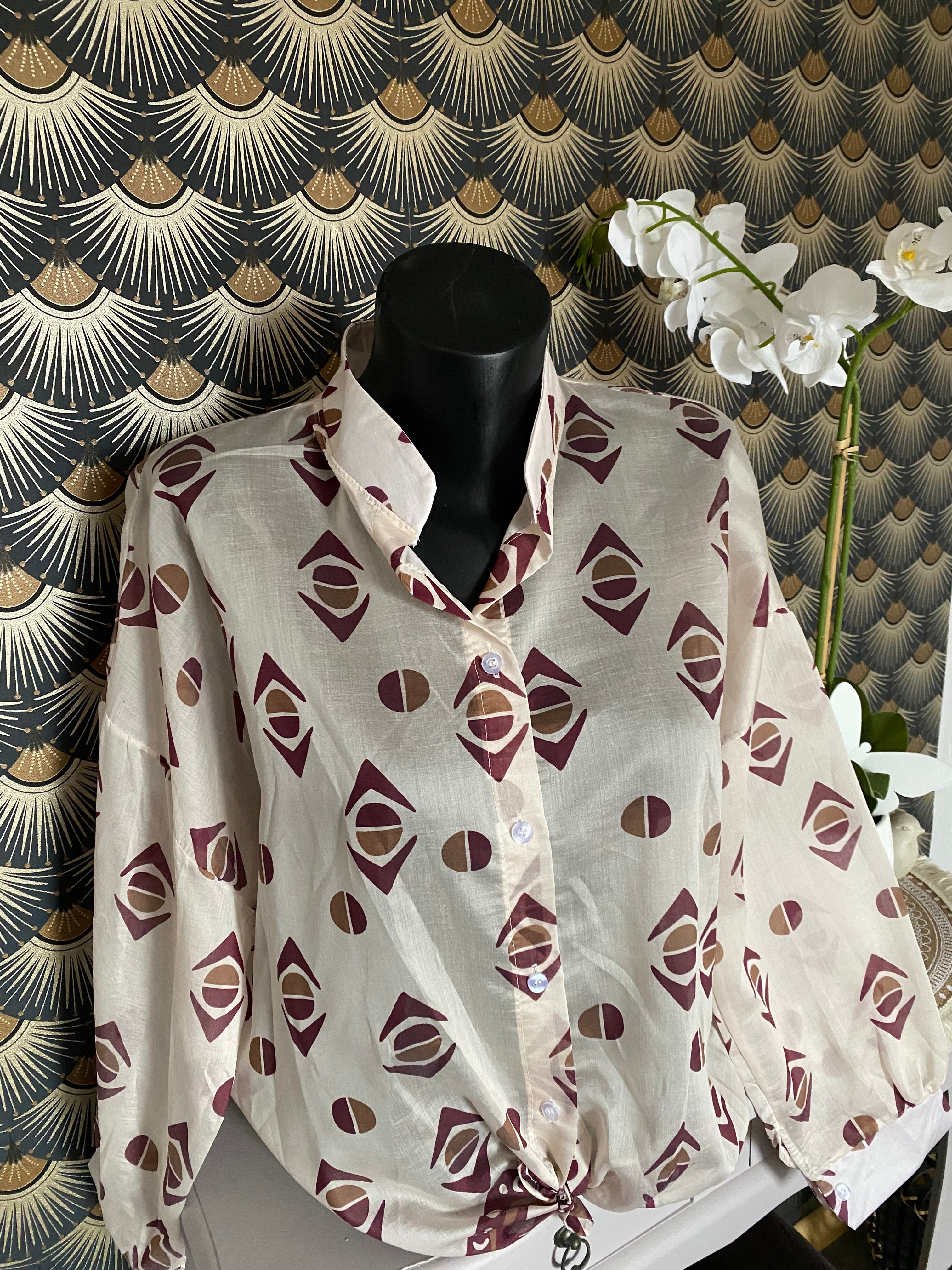 BLOUSE  TENCEL CORINNE BRODEAUX ET CHOCO  TU 36/42 PETIT 44