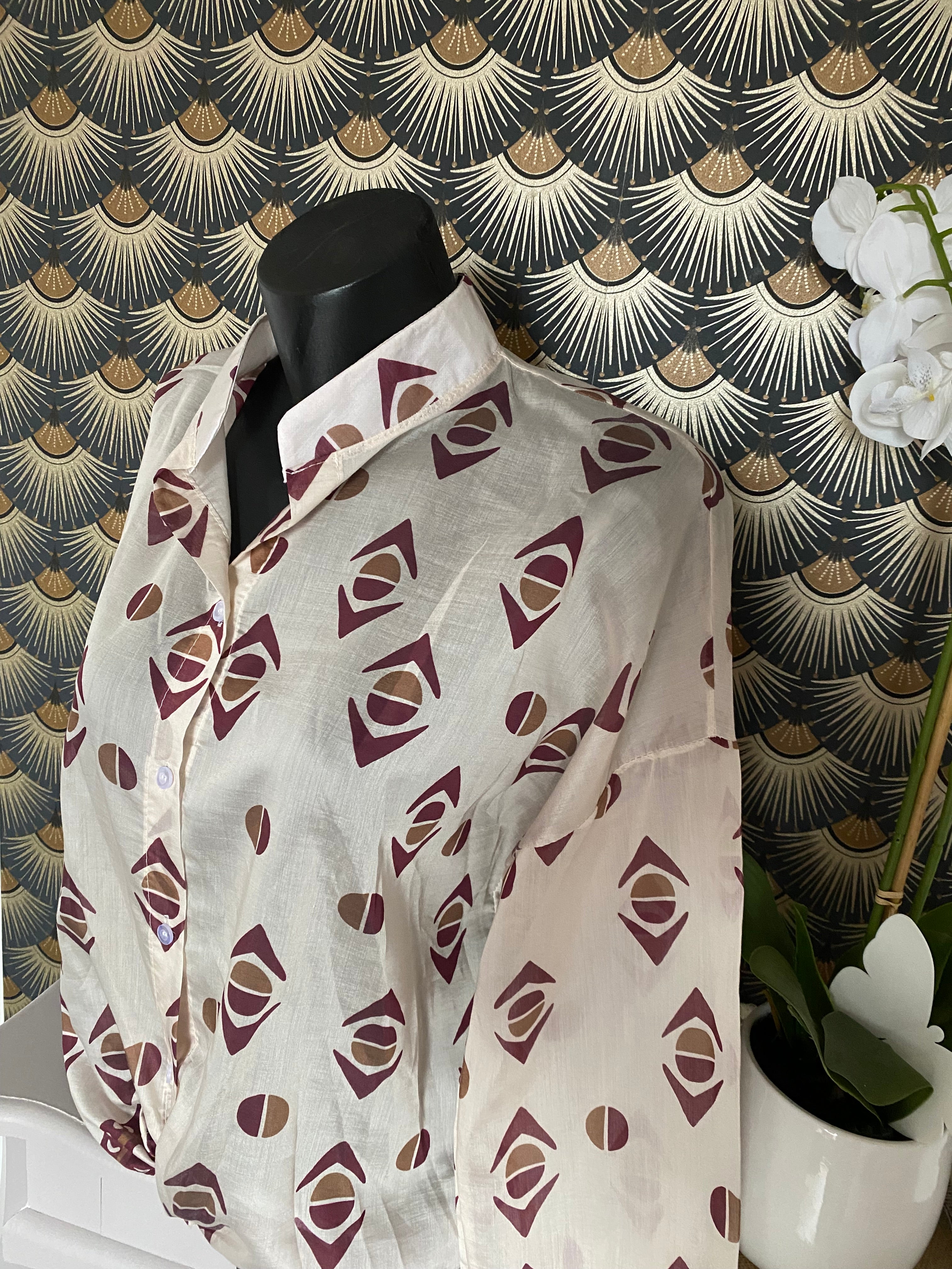 BLOUSE  TENCEL CORINNE BRODEAUX ET CHOCO  TU 36/42 PETIT 44