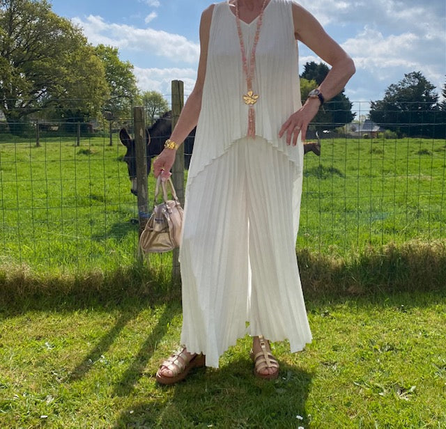 ENSEMBLE  PANTALON PALMA    BLANC    TAILLE UNIQUE 36/46