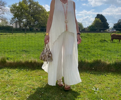 ENSEMBLE  PANTALON PALMA    BLANC    TAILLE UNIQUE 36/46