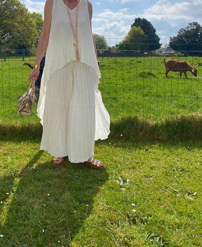 ENSEMBLE  PANTALON PALMA    BLANC    TAILLE UNIQUE 36/46