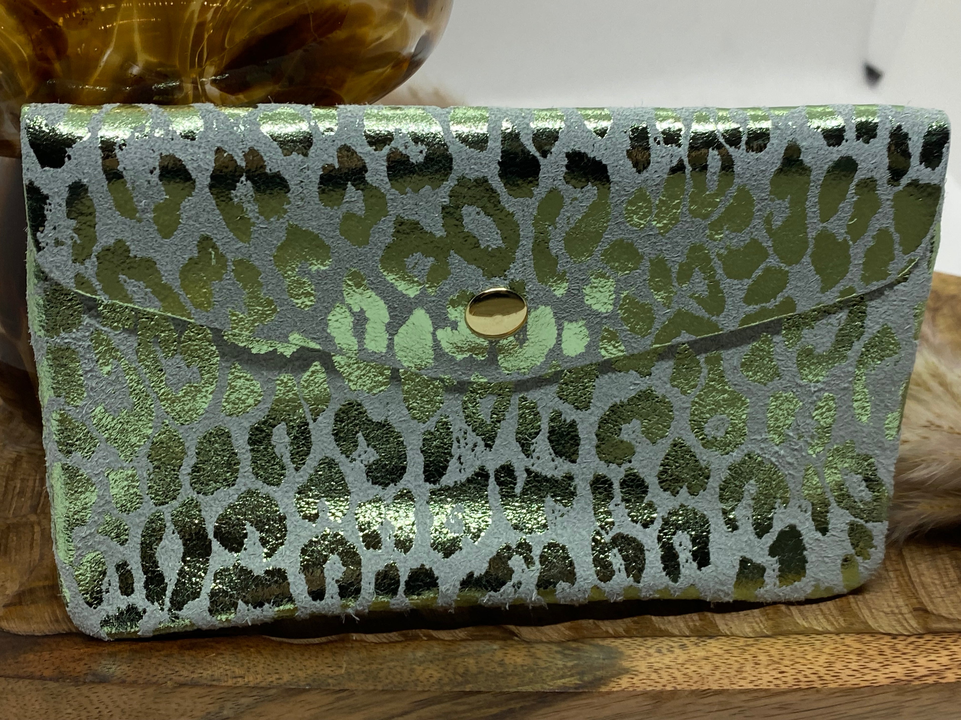 PORTE -MONNAIES CUIR ITALIEN VERT D'EAU