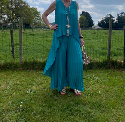 ENSEMBLE PANTALON  PALMA    BLEU CANARD   TAILLE UNIQUE 36/46