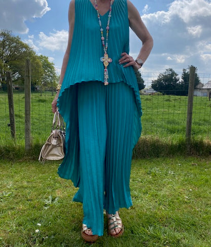 ENSEMBLE PANTALON  PALMA    BLEU CANARD   TAILLE UNIQUE 36/46