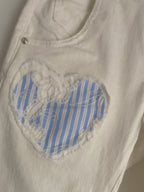 PANTALON JEAN BLANC COEUR  TAILLES :S/M/L