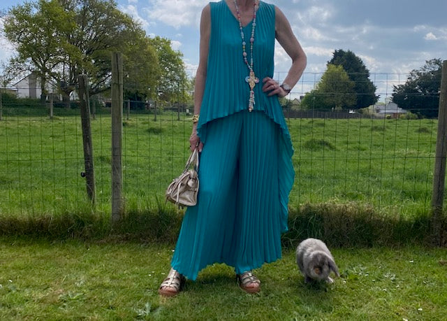 ENSEMBLE PANTALON  PALMA    BLEU CANARD   TAILLE UNIQUE 36/46