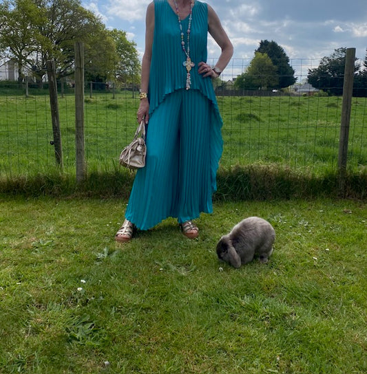 ENSEMBLE PANTALON  PALMA    BLEU CANARD   TAILLE UNIQUE 36/46