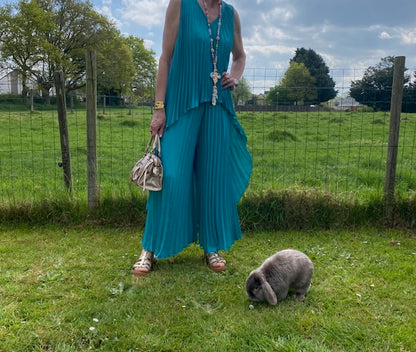 ENSEMBLE PANTALON  PALMA    BLEU CANARD   TAILLE UNIQUE 36/46