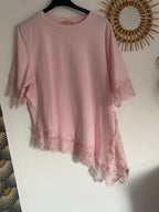 T-SHIRT DENTELLE ROSE   TU 36/44