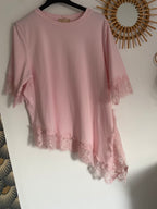 T-SHIRT DENTELLE ROSE   TU 36/44