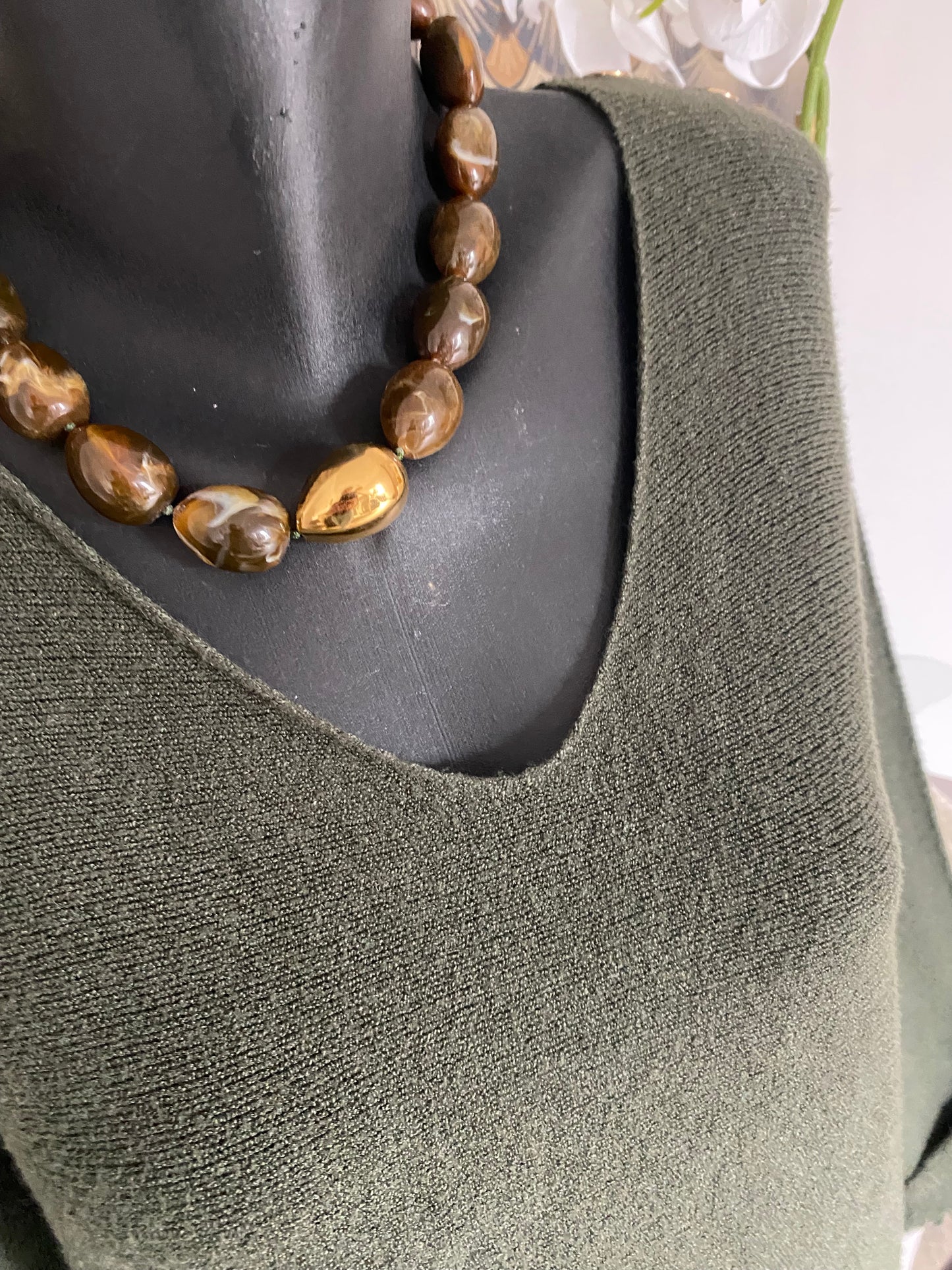 PULL BOUTONS DORES  KAKI 36/44