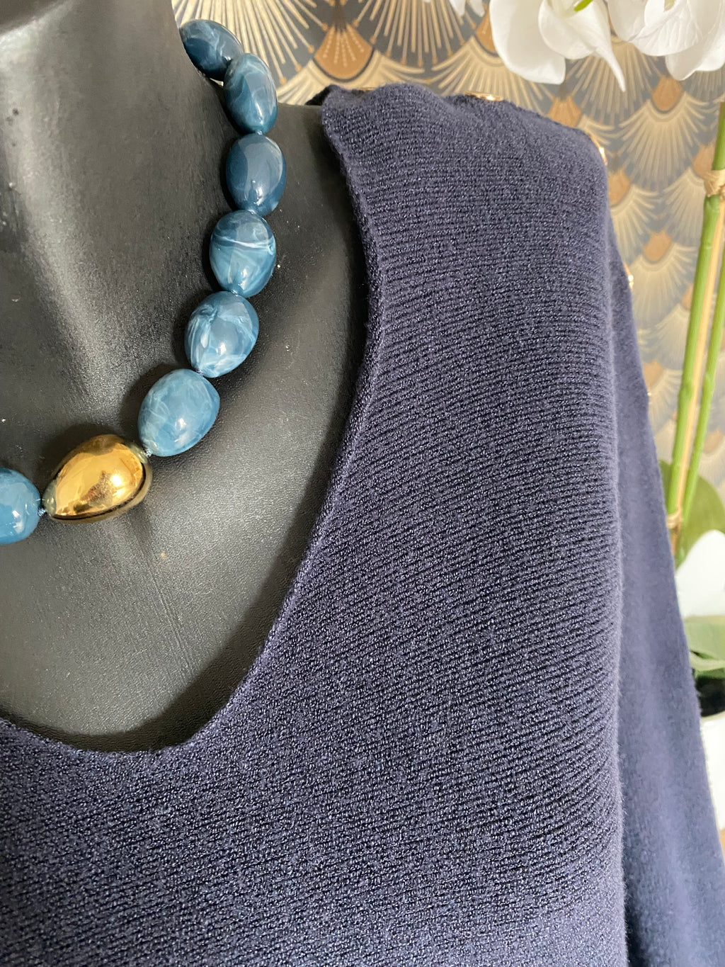 PULL BOUTONS DORES BLEU MARINE  36/44