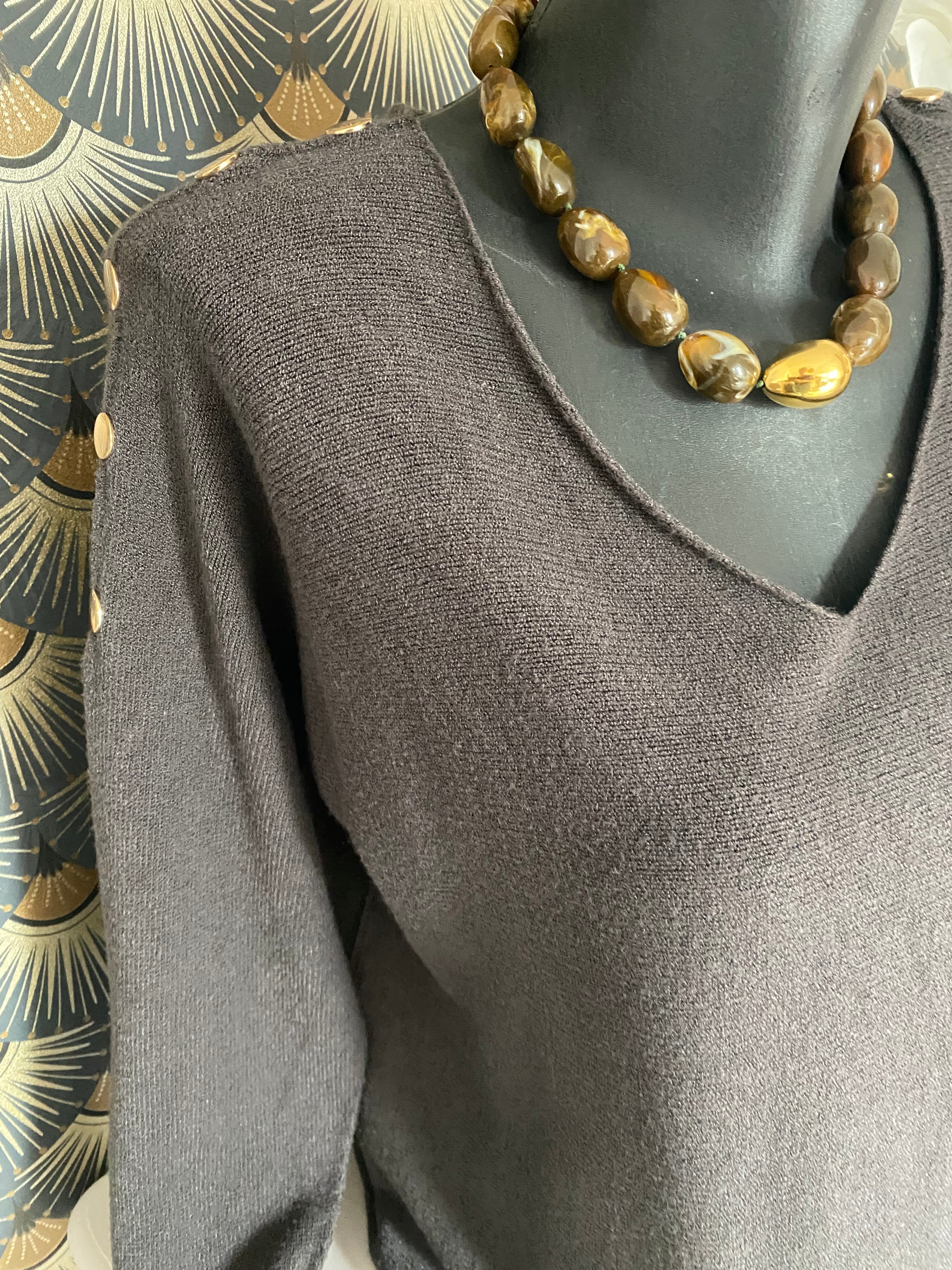 PULL BOUTONS DORES CHOCO  36/44