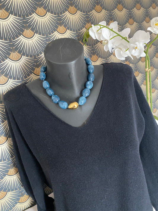 PULL BOUTONS DORES NOIR 36/44