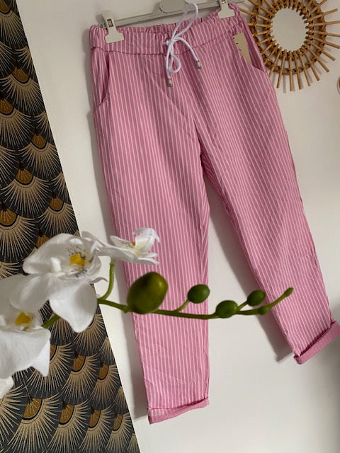 PANTALON RAYE  ROSE   38/42