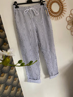 PANTALON RAYE  Bleu marine   38/42