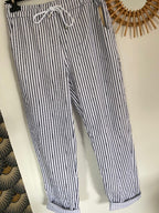 PANTALON RAYE  Bleu marine   38/42