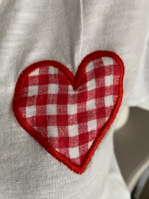 TEE SHIRT COEUR VICHY   6 COULEURS  36/42