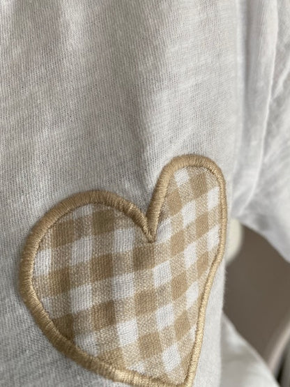 TEE SHIRT COEUR VICHY   6 COULEURS  36/42