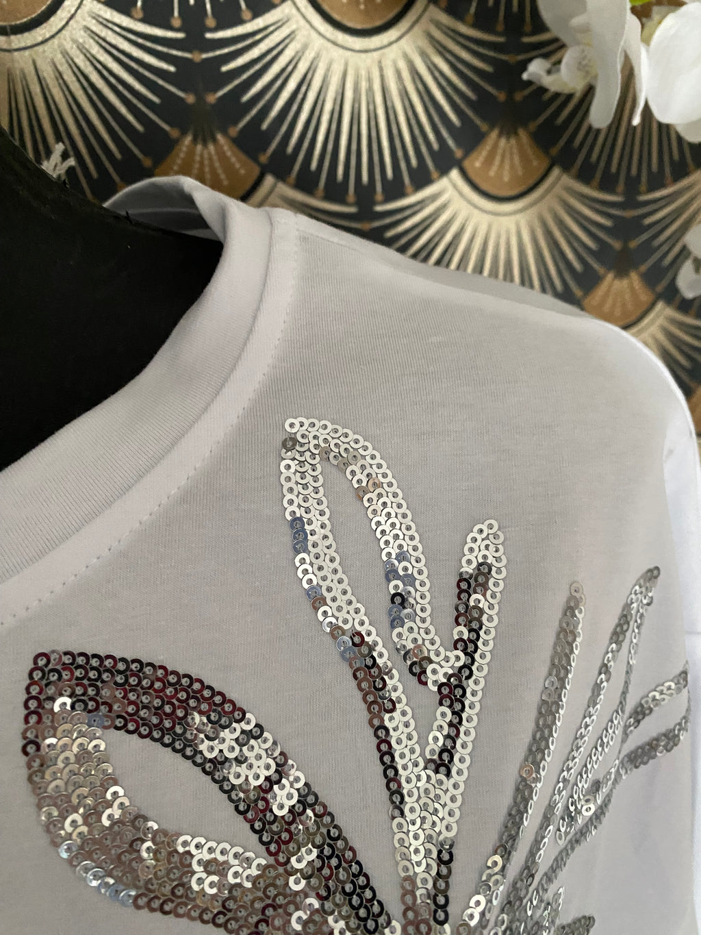 T- SHIRT CORINNE SEQUINS ARGENT   TU 40/46