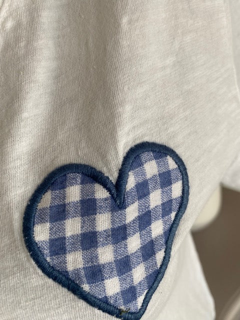 TEE SHIRT COEUR VICHY   6 COULEURS  36/42