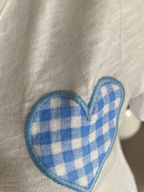 TEE SHIRT COEUR VICHY   6 COULEURS  36/42