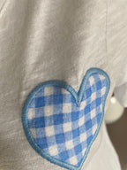 TEE SHIRT COEUR VICHY   6 COULEURS  36/42