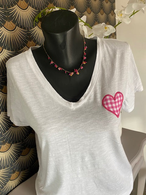 TEE SHIRT COEUR VICHY   6 COULEURS  36/42