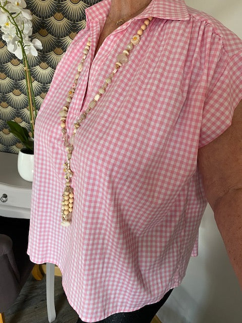BLOUSE  VICHY   ROSE  44/48