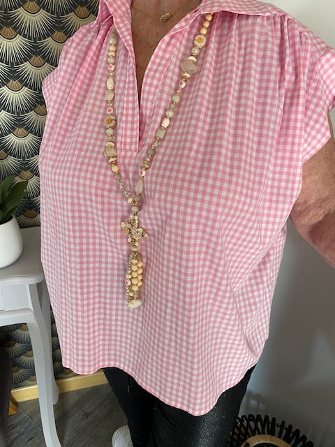 BLOUSE  VICHY   ROSE  44/48