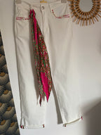 PANTALON ORNADO FLEUR PERLES BLANC   TAILLES S /M/ L/ XL/ XXL