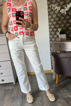 PANTALON ORNADO FLEUR PERLES BLANC   TAILLES S /M/ L/ XL/ XXL