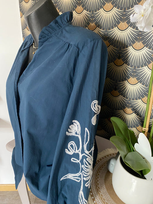 BLOUSE BRODEE ISY BLEU MARINE    TU 36/44