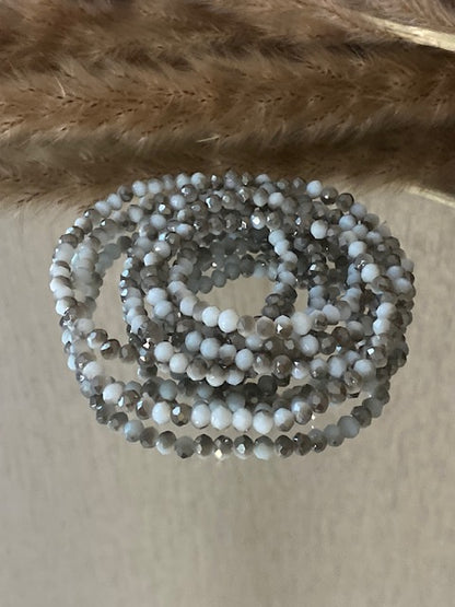 BRACELET COLLIER CRISTAL GRIS ET BLANC