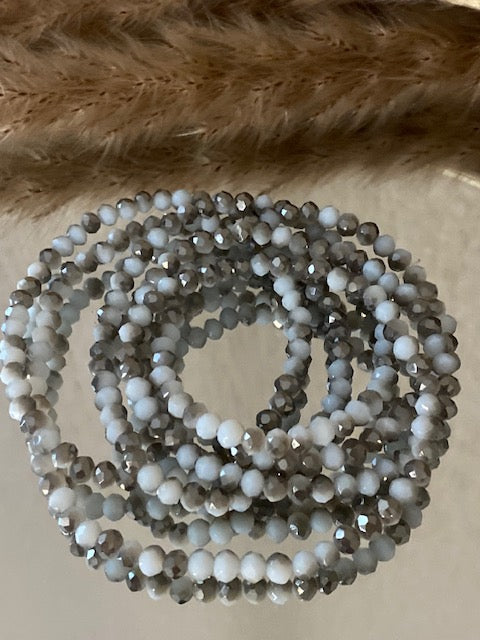 BRACELET COLLIER CRISTAL GRIS ET BLANC
