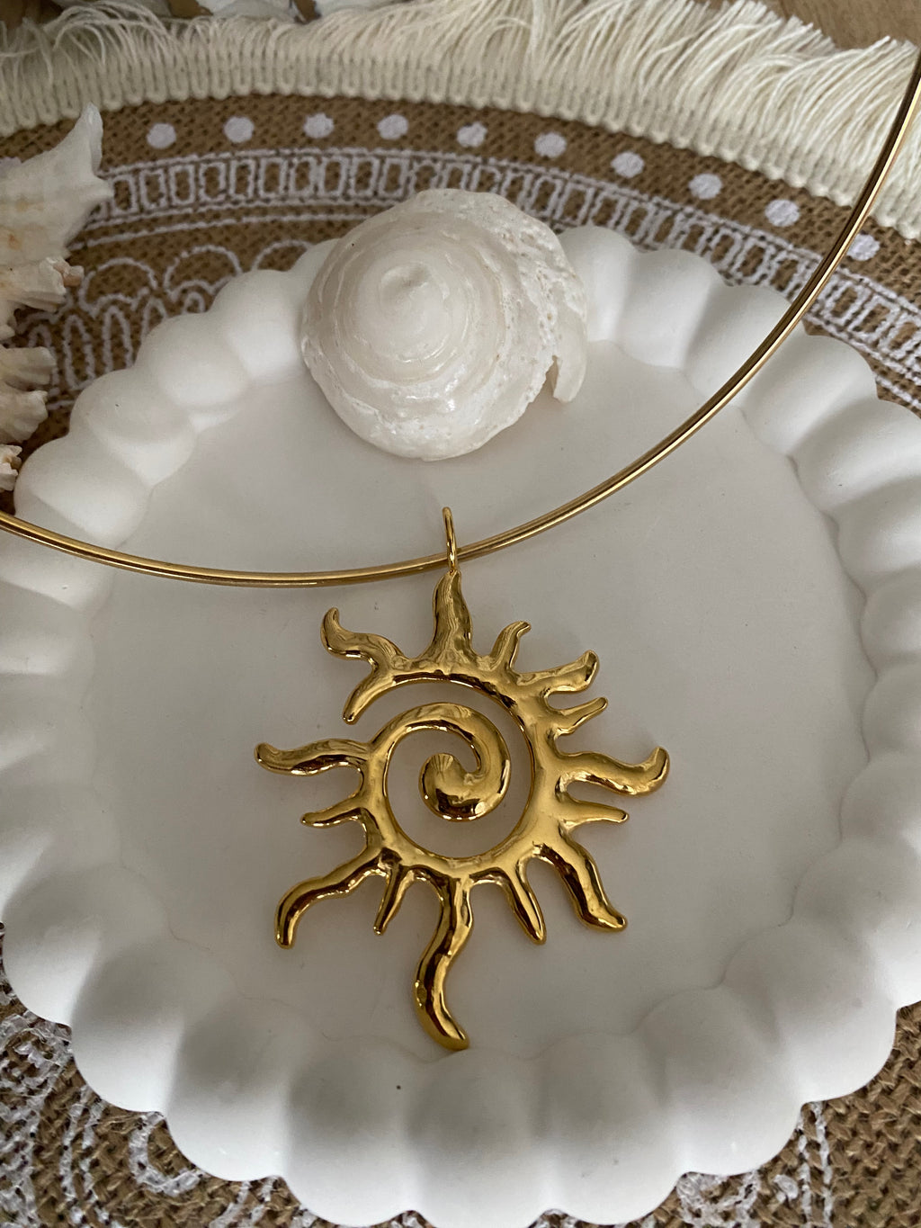 COLLIER RIGIDE  SOLEIL  ACIER INOXYDABLE