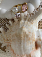 BAGUE GEOMETRIQUE ROSE  ACIER INOXYDABLE