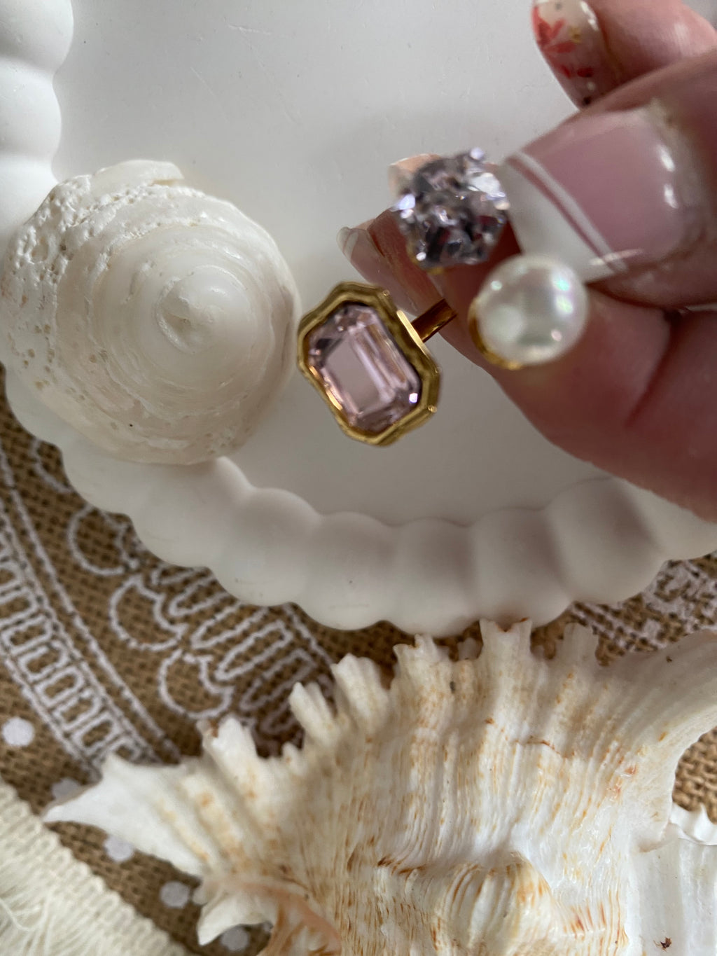 BAGUE GEOMETRIQUE ROSE  ACIER INOXYDABLE