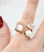 BAGUE GEOMETRIQUE ROSE  ACIER INOXYDABLE