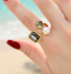 BAGUE GEOMETRIQUE GRISE  ACIER INOXYDABLE