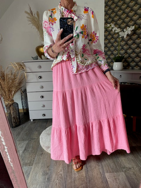 BLOUSE FLEURS AVEC NOEUDS  36/40 PETIT 42   5 COULEURS