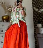 BLOUSE FLEURS AVEC NOEUDS  36/40 PETIT 42   5 COULEURS