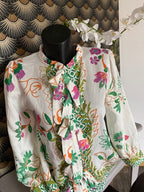 BLOUSE FLEURS AVEC NOEUDS  36/40 PETIT 42   5 COULEURS