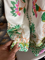 BLOUSE FLEURS AVEC NOEUDS  36/40 PETIT 42   5 COULEURS