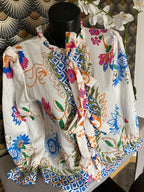 BLOUSE FLEURS AVEC NOEUDS  36/40 PETIT 42   5 COULEURS