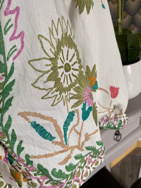 BLOUSE FLEURS AVEC NOEUDS  36/40 PETIT 42   5 COULEURS