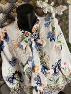 BLOUSE FLEURS AVEC NOEUDS  36/40 PETIT 42   5 COULEURS