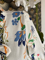 BLOUSE FLEURS AVEC NOEUDS  36/40 PETIT 42   5 COULEURS